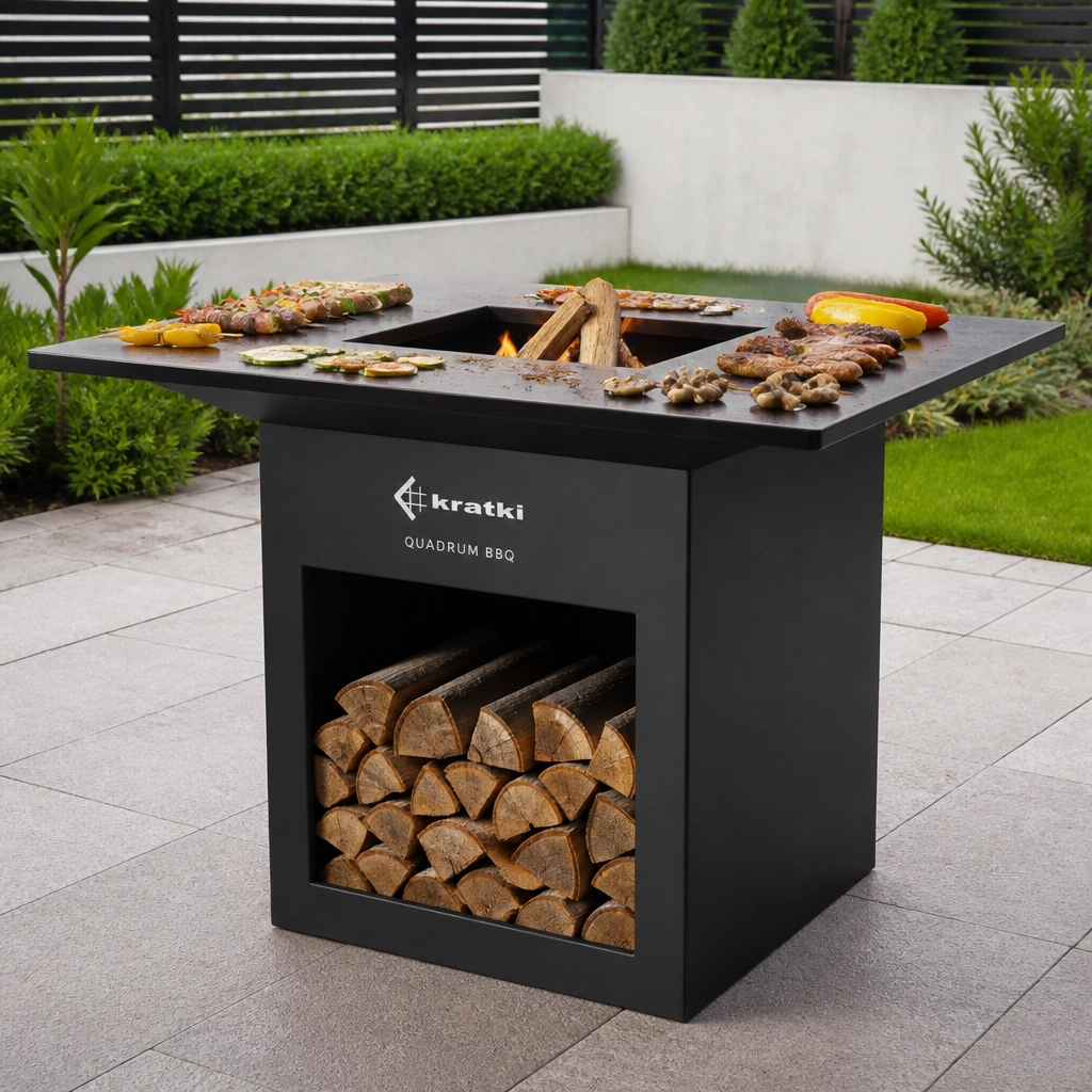 Μοντέρνο BBQ Quadrum από ατσάλι σε κήπο